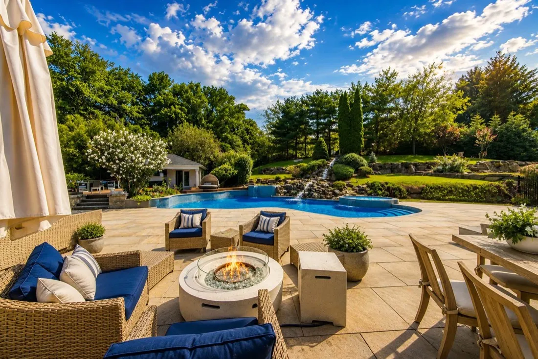 Thumbnail: Pool and patio at The Cul de Sac Estate